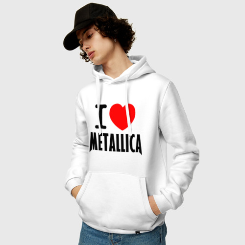 Мужская толстовка хлопок I love Metallica, цвет белый - фото 3