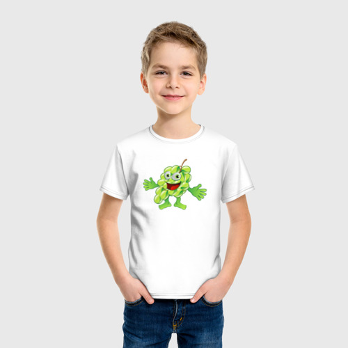 Детская футболка хлопок Виноград, цвет белый - фото 3