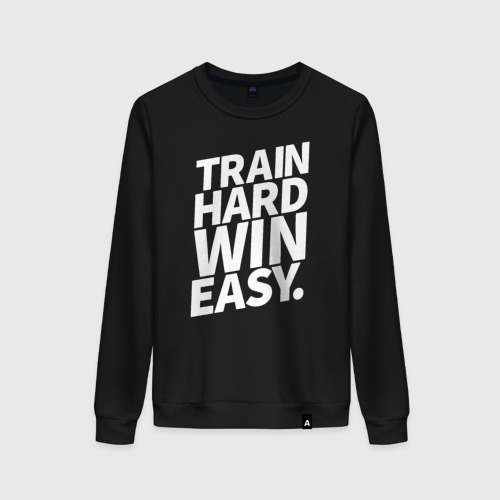 Женский свитшот хлопок Train hard win easy, цвет черный