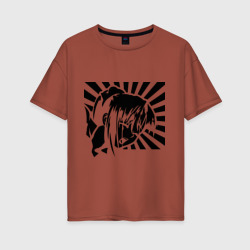 Женская футболка хлопок Oversize Hentai ахегао флаг