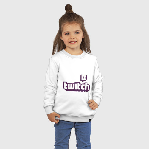 Детский свитшот хлопок Twitch Logo, цвет белый - фото 3