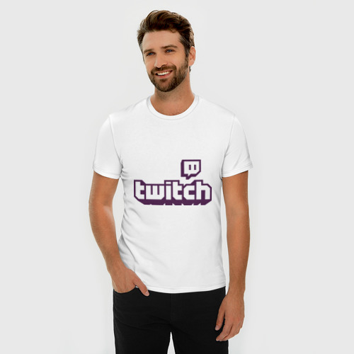 Мужская футболка хлопок Slim Twitch Logo, цвет белый - фото 3