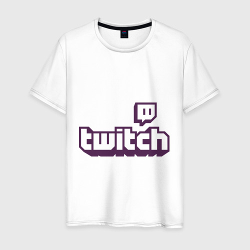 Мужская футболка хлопок Twitch Logo, цвет белый