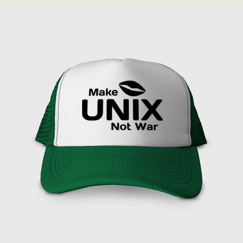 Кепка тракер с сеткой Make Unix, not war, цвет зеленый