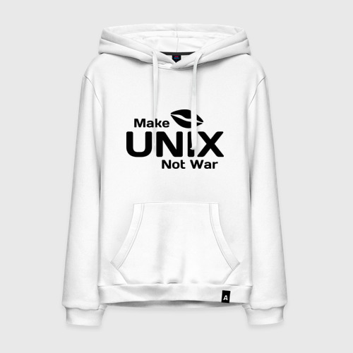 Мужская толстовка хлопок Make Unix, not war, цвет белый