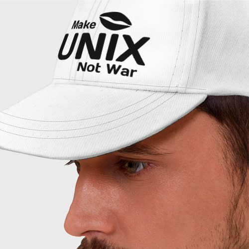 Бейсболка Make Unix, not war, цвет белый - фото 2