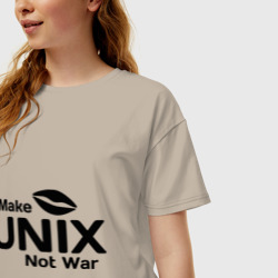 Женская футболка хлопок Oversize Make Unix, not war - фото 2