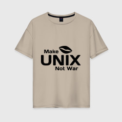 Женская футболка хлопок Oversize Make Unix, not war