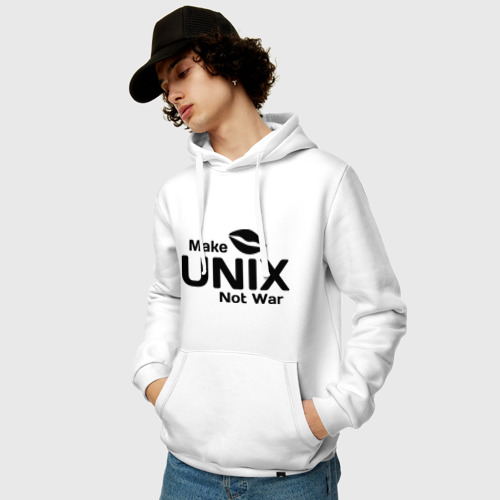 Мужская толстовка хлопок Make Unix, not war, цвет белый - фото 3