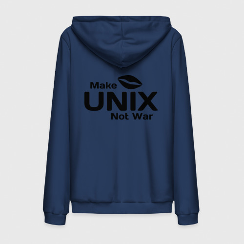 Мужская толстовка на молнии хлопок Make Unix, not war, цвет темно-синий