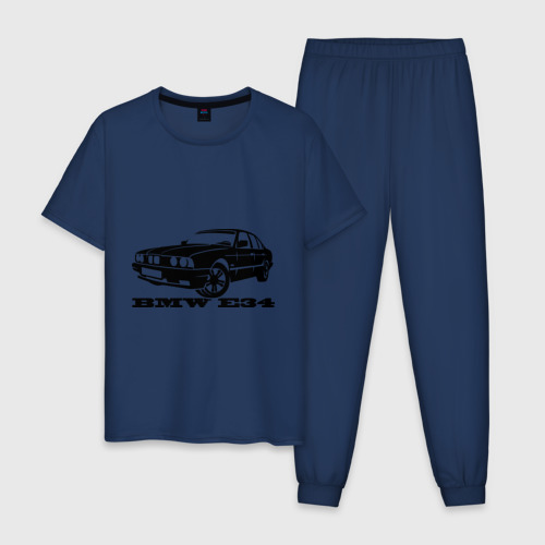 Мужская пижама хлопок BMW e34 5 series, цвет темно-синий