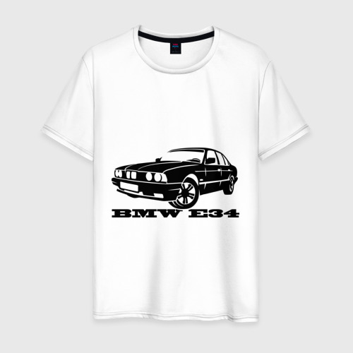 Мужская футболка хлопок BMW e34 5 series, цвет белый