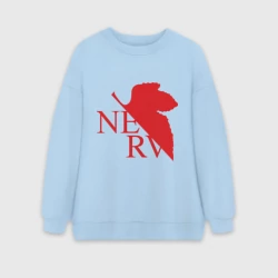 Женский свитшот oversize без начеса хлопок Евангелион nerv