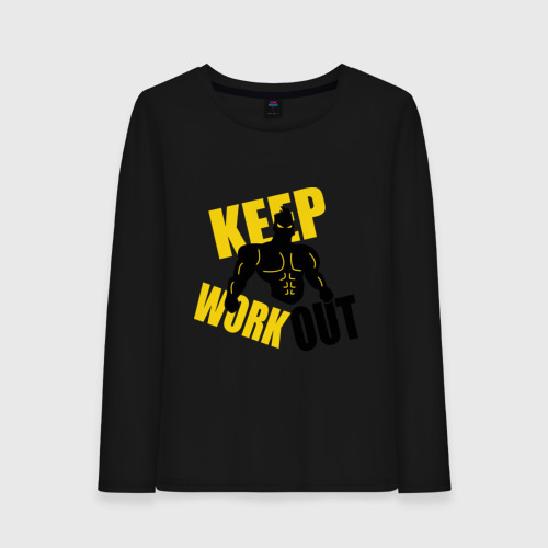 Женский лонгслив хлопок Keep workout (тренируйся), цвет черный