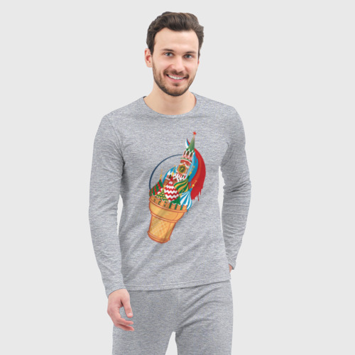 Мужская пижама с лонгсливом хлопок Кремль, цвет меланж - фото 5