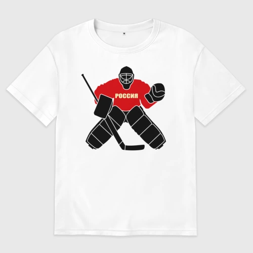 Мужская футболка хлопок Oversize Хоккей Россия
