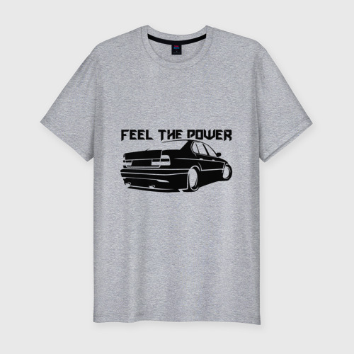 Мужская футболка хлопок Slim Feel the power, цвет меланж