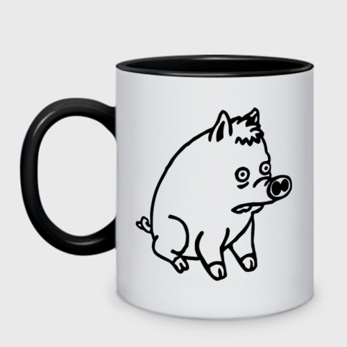 Кружка двухцветная Pig, цвет белый + черный