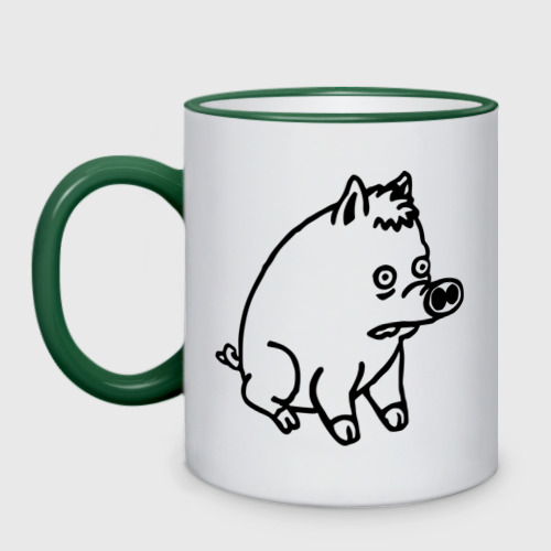 Кружка двухцветная Pig, цвет Кант зеленый