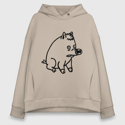 Женское худи Oversize хлопок Pig, цвет миндальный