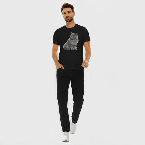Мужская футболка хлопок Slim Кот, цвет черный - фото 5