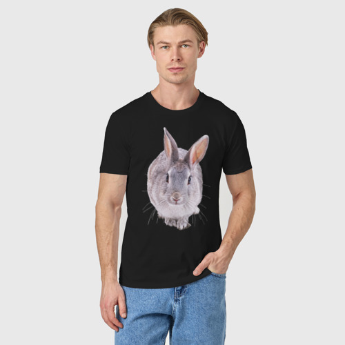 Мужская футболка хлопок Кролик, цвет черный - фото 3