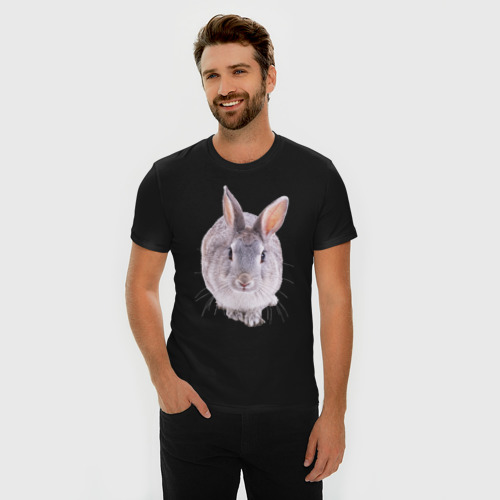 Мужская футболка хлопок Slim Кролик, цвет черный - фото 3