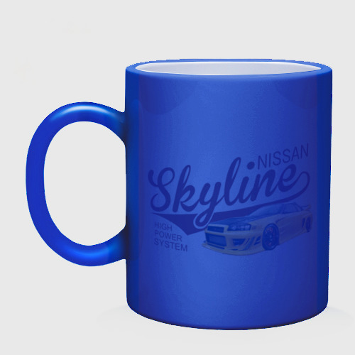 Кружка хамелеон Nissan Skyline, цвет белый + синий - фото 3