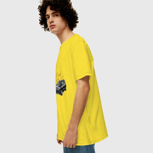 Мужская футболка хлопок Oversize с принтом Toyota Land Cruiser, вид сбоку #3