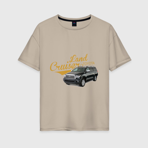 Женская футболка хлопок Oversize с принтом Toyota Land Cruiser, вид спереди #2