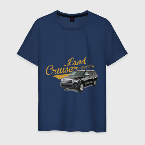 Мужская футболка хлопок Toyota Land Cruiser, цвет темно-синий