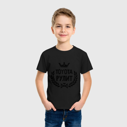 Детская футболка хлопок Тойота рулит, цвет черный - фото 3