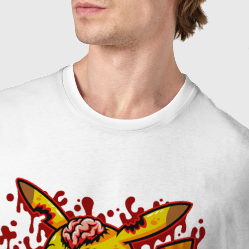 Мужская футболка хлопок Пикачу зомби, цвет белый - фото 6