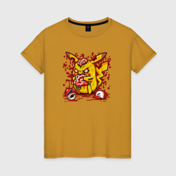 Женская футболка хлопок Пикачу зомби