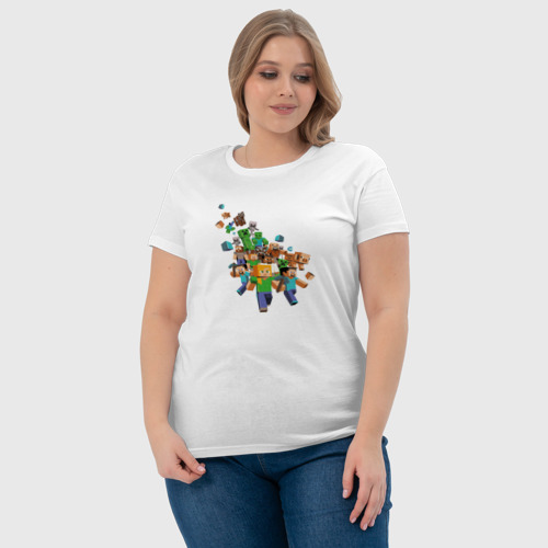Женская футболка хлопок Майнкрафт, цвет белый - фото 6