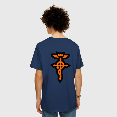 Мужская футболка хлопок Oversize Стальной алхимик, цвет темно-синий - фото 4
