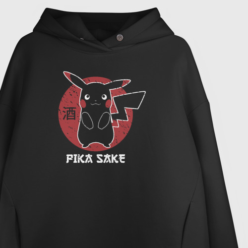 Женское худи Oversize хлопок Pika Sake, цвет черный - фото 3