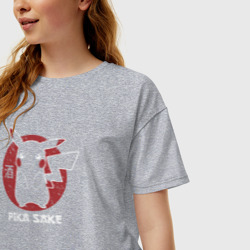 Женская футболка хлопок Oversize Pika Sake - фото 2