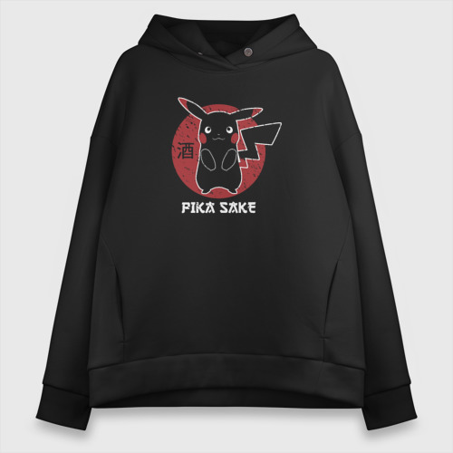 Женское худи Oversize хлопок Pika Sake, цвет черный