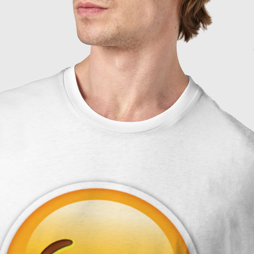 Мужская футболка хлопок Подмигивающий смайл , цвет белый - фото 6