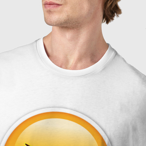 Мужская футболка хлопок Смайл сумасшедший , цвет белый - фото 6