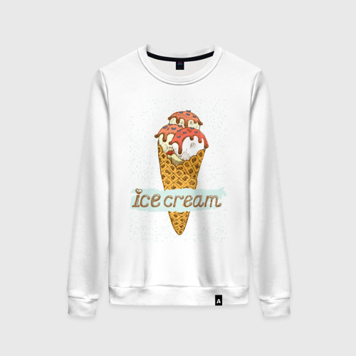 Женский свитшот хлопок ice cream 1, цвет белый