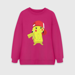 Женский свитшот oversize без начеса хлопок Пикачу