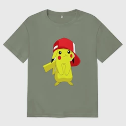 Женская футболка хлопок Oversize Пикачу