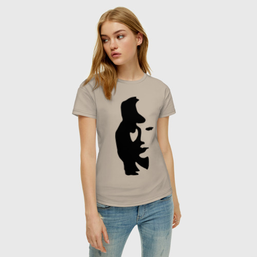 Женская футболка хлопок Саксофонист или девушка, цвет миндальный - фото 3