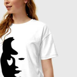 Женская футболка хлопок Oversize Саксофонист или девушка - фото 2