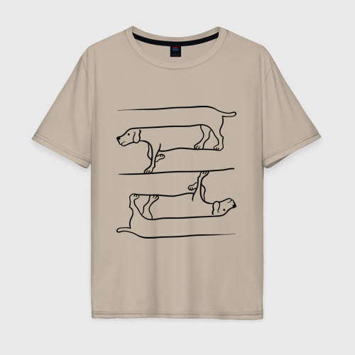 Мужская футболка хлопок Oversize Собака, цвет миндальный