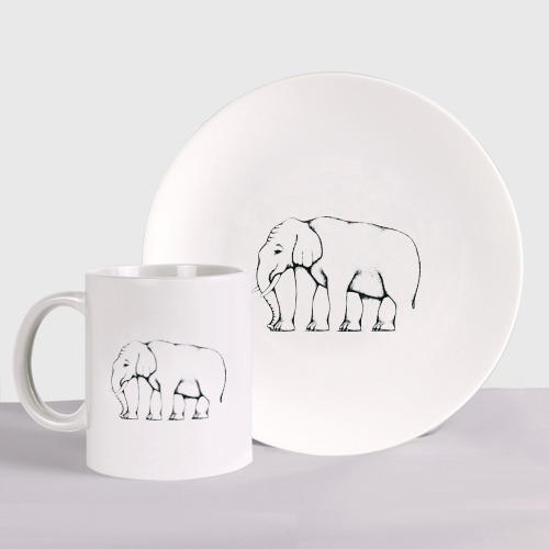 Набор: тарелка + кружка Сколько ног у слона