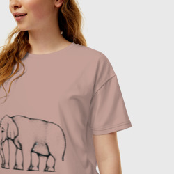 Женская футболка хлопок Oversize Сколько ног у слона - фото 2