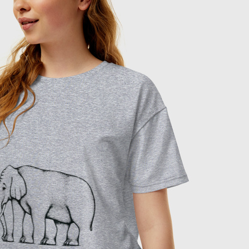 Женская футболка хлопок Oversize Сколько ног у слона, цвет меланж - фото 3